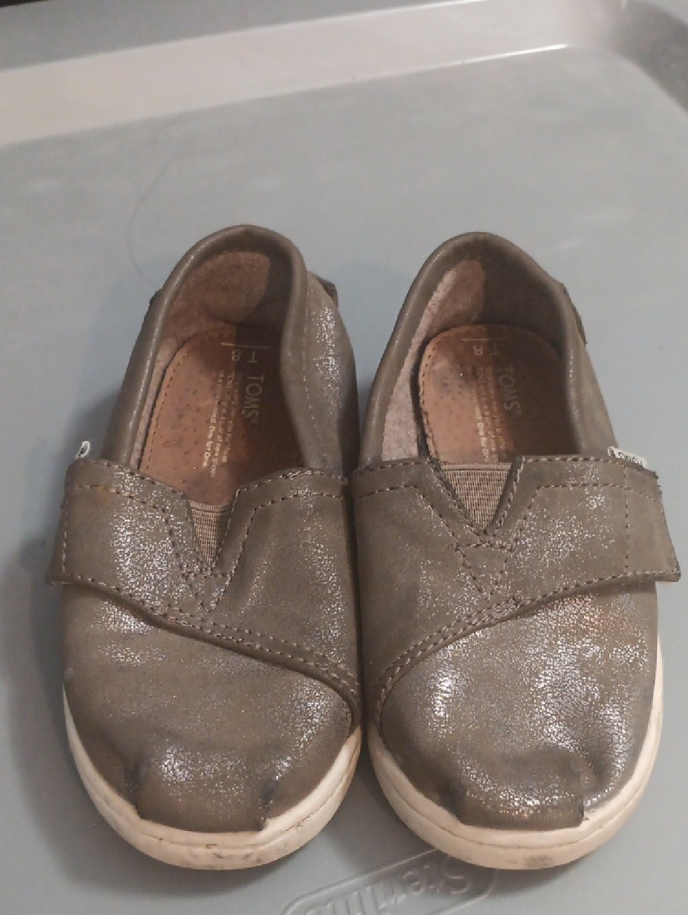 Toms Kids Metallic Taupe Slip-On Sneakers